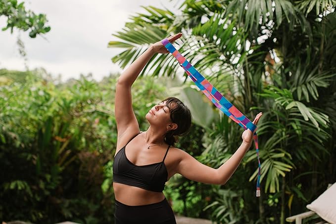 yogadesignlab YOGA DESIGN LAB | The Yoga Strap | Luxurious, Extra Long, Super Soft, Eco Printed | Studio Quality, Adjustable | Safely Stretch Further and Hold Longer | 8 ft Long