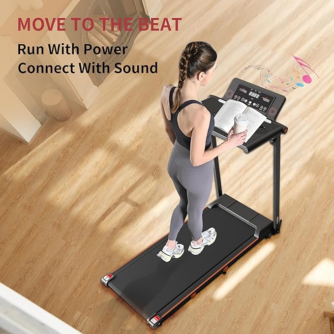 Treadmill with Incline, 3 in 1 Under Desk Treadmill Walking Pad with Removable Desk Workstation 3.5HP Foldable Compact Walking Treadmills for Home Small Office with Wristband Remote Control