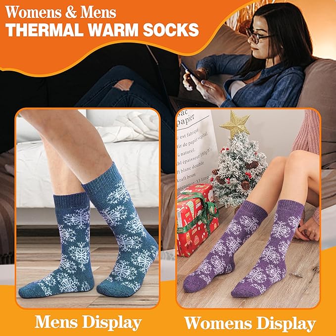 3 Pairs Warm Thermal Socks for Women & Men Winter Ski Thick Boot Insulated Socks for Cold Weather
