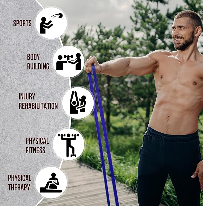 Exercise Resistance Bands for Working Out Set of 5 for Women and Men, Stretch Bands for Exercise, Physical Therapy, Arms Legs Workout, Stretching, Home Fitness