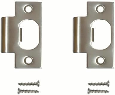 Heavy Duty Replacement Strike Plate T Lip Radius Corner for Knob or Lever Door Lock in Satin Nickel Finish 2 PCS