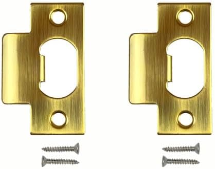 Heavy Duty Replacement Strike Plate T Lip Radius Corner for Knob or Lever Door Lock in Polish Brass Finish 2 PCS