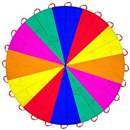 6.5ft/10ft/12ft/13ft/16.4ft/20ft Rainbow Parachute for Outdoor Party Games, Kids Play Parachute Group Cooperative Team Game Toys, Family Get-Together Entertainment