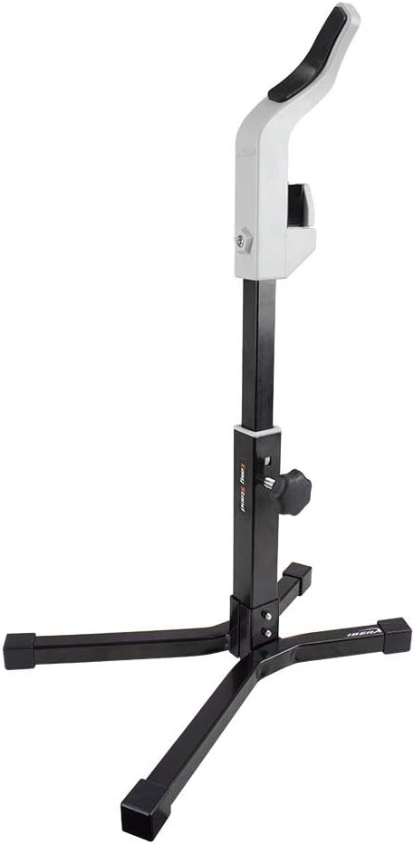 Ibera Bike Stand for 20"-29" - Bicycle Stand for Regular Tires with Non-Scratch & Foldable Steel Frame Design - Adjustable Height & Floor-Mounted Bicycle Storage for Garage, Home or Workshop