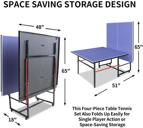 4.5FT/6FT/8FT Mid-Size Table Tennis Table Ping-Pong Table Set Foldable & Portable Table Indoor Outdoor for Family Game