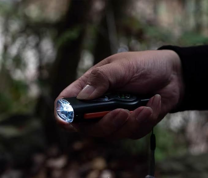 7 in 1 Emergency Survival Whistle with Compass, Outdoor Multi-Functional Hiking Safety Tool with Lanyard