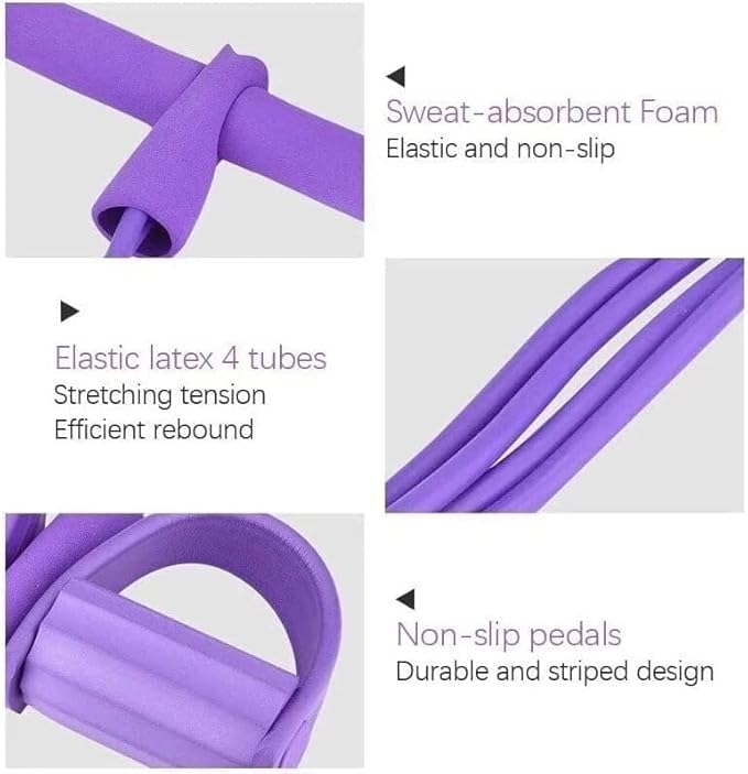 21 Fitness Resistance Bands - 4 Tube Pedal Ankle Puller, Yoga Handle Bands Exerciser Multifunction Trainer Tension Rope for Body, Abdomen, Waist, Arm, Tummy Exercise Stretching Training ( Color : Blue