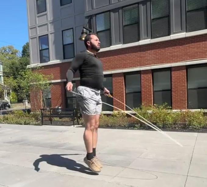 Weighted Jump Rope for Men Women -Interchangeable 1/5lb 1/4lb 1/2lb Heavy jump ropes - 360 Degree Spin - Length Adjustable,Ergonomics Leather Grip Skipping Rope for Fitness Weight Loss & More