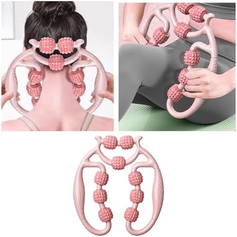 HEEPDD 9 Wheels Muscle Roller, Leg Massager Muscle Relaxation Stretching Roller Foam Roller Deep Tissue Massager for Thigh Arms Leg Waist (Pink)