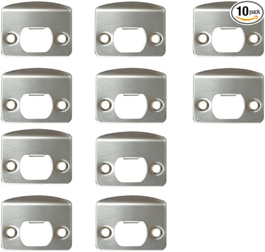 10 Pack Door Latch Strike Plate Door Lock Strike Plate Repair Kits Reinforcement for Door Frame Repair Stainless Steel Finish
