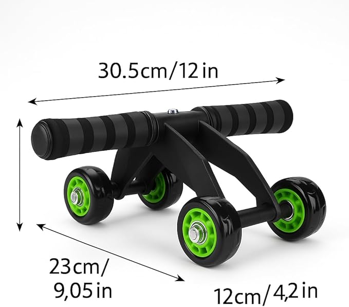 4-Wheel Ab Roller with Knee Pad – Abdominal Exercise Wheel for Core Strength Training, Stable Ab Workout Equipment for Men & Women, Non-Slip Handles, Smooth Bearings, Portable Home Gym Fitness Tool