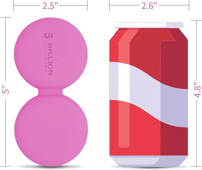 5BILLION Peanut Massage Ball - Double Lacrosse Massage Ball & Mobility Ball for Physical Therapy, Deep Tissue Massage Tool for Myofascial Release, Muscle Relaxer, Pink