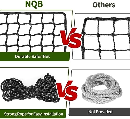 Heavy Duty Baseball Softball Backstop Nets - 33FT Rope Sports Netting Barrier for Basketball Soccer Lacrosse Hockey