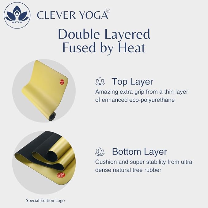 Clever Yoga Liquid Balance Thick Yoga Mat - Pro Exercise Yoga Mat with Non-Slip Surface for Home Gym, Earth-Friendly & Recyclable Pilates and Workout Pad Women & Men, 4.5 mm