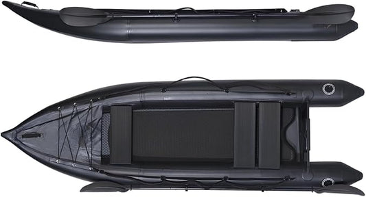 2 Person Inflatable Durable Fishing Kayak Armoured PVC Watercraft with Motor Mount Stern - 130'' x 43'' x 11.8