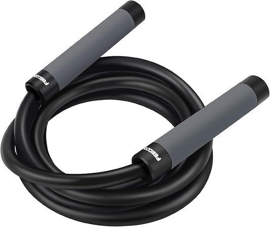 FEECCO Weighted Jump Rope - Heavy PVC Ropes with Metal Handles and Ball Bearings