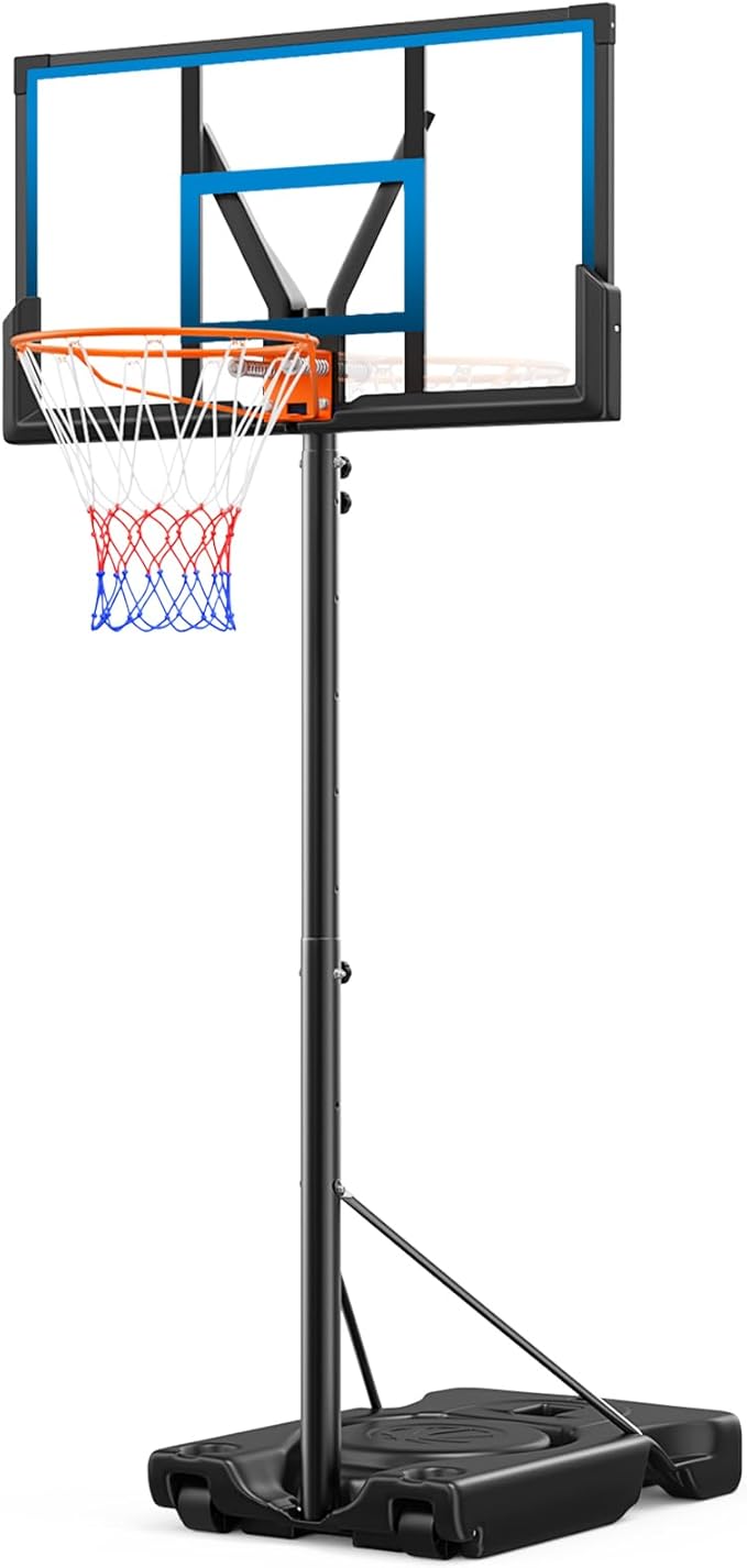 46" 10FT Basketball Hoop Outdoor - Portable Basketball Goal Adjustable Hoops & Goals with Solid Steel Rim & Extra-Large Base for Kids/Youth/Teens/Adults Outdoor