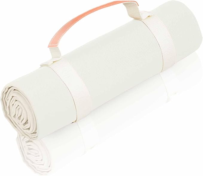 4’9” x 6’3” White Lightweight Water-Resistant Canvas Mat – Picnic, Outdoor, Beach, Park, Camping, Toy Mat