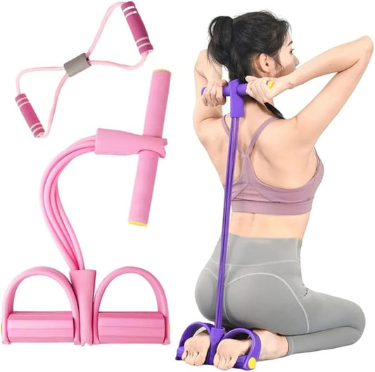 6 Tube Pedal Ankle Puller with 8 Shape Resistance Band, Fitness Resistance Bands for Women, Exercise Bands with Handles, Workout Bands for Abdomen, Waist, Leg, Hip