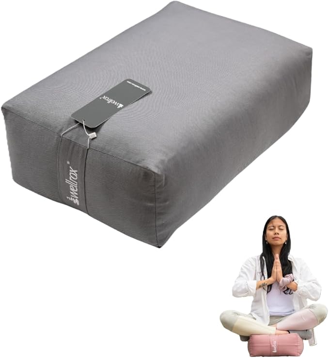 Rectangular Yoga Bolster Pillow, 18" x 12" x 6", Pink Cotton