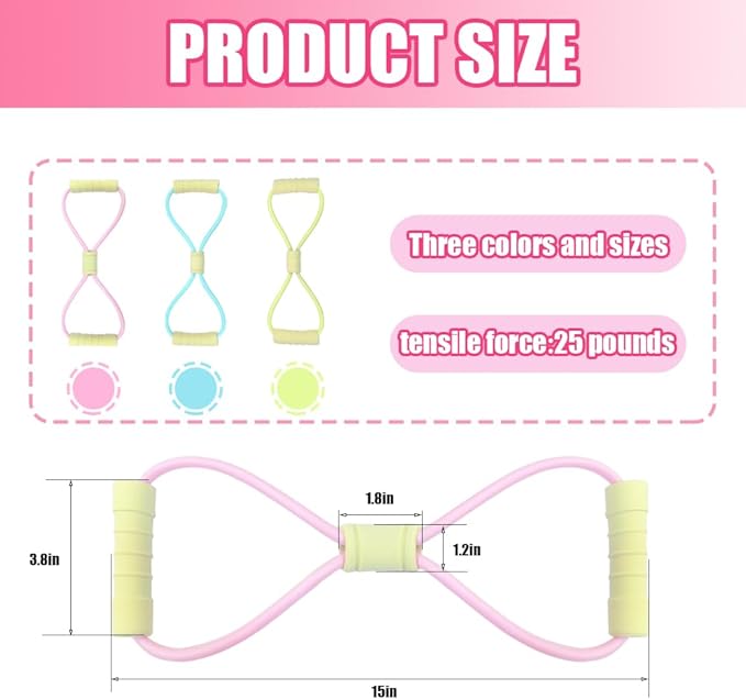 Figure 8 Fitness Resistance Bands with Handles, Yoga Resistance Band Stretch Fitness Band, Chest Expander, for Arm and Shoulder Stretch, Rope 8 Word Elastic for Women and Men（3 Pack）