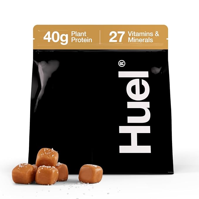 Huel Black Edition | Salted Caramel 40g Vegan Protein Powder | Nutritionally Complete Meal | 27 Vitamins and Minerals, Gluten Free | 17 Servings | Scoop not included to reduce plastic