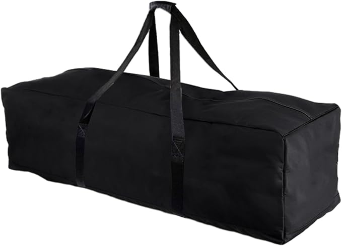 42-Inch 600D Black Travel Sports Duffle Bag with Upgrade Zipper - Collapsible, Waterproof, Multi-Purpose Storage for Camping, Hunting, and Sports Equipment