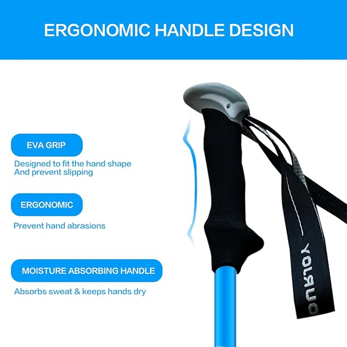 Hiking Trekking Poles, 2 Pack Anti Shock, Adjustable, Collapsible Hiking Poles for Trekking or Walking, Lightweight Aluminum Sticks for Children