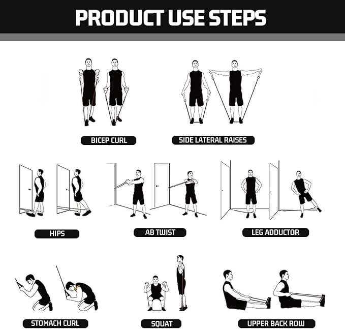 VEICK Resistance Bands, Exercise Bands for Working Out with Handles, Elastic Workout Bands for Men Women, Exercising Bands for Strength Training Equipment at Home Gym