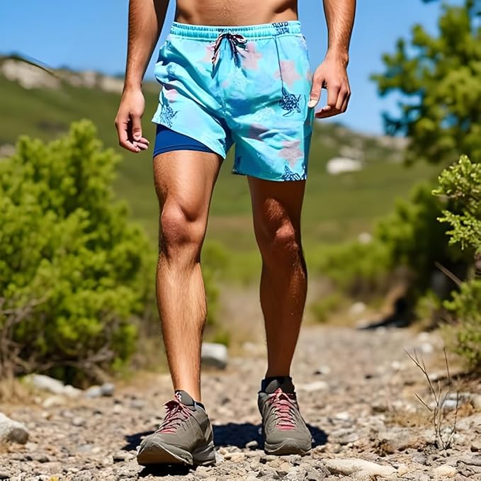 INGEAR Men's Athletic Stretch Workout Shorts Gym Quick Dry Running Trunks Boxer Lining