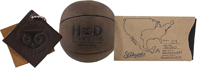Hide & Drink, Stress Ball, Relieve Fidgeting and Anxiety, Exercise Hand, Squishy Tension Accessory, Great for the Office, Classic Style, Full Grain Leather, Handmade, Bourbon Brown