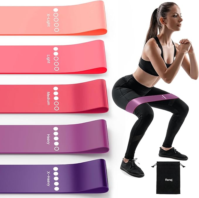 Resistance Bands for Working Out, Elastic Exercice Loop Bands for Physical Therapy, Yoga Starter Set of Stretch Bands for Booty Legs, Pilates Flexbands