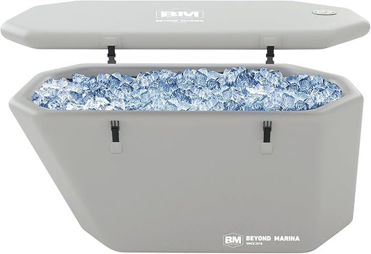 Inflatable Ice Bath Tub for Athletes - Slanted-Edge Cold Plunge Tub Compatible Water Chiller, Insulated Lid, EVA Groundsheet, Backpack, 120 Gallon, 61" L x 31.5" W x 24.8" H