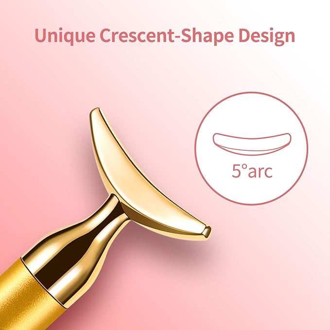 2-IN-1 Electric Face Massager Roller 24k Golden Face Roller, 3D Roller and Unique Crescent Shape Facial Roller Massager Kit Arm Eye Nose Massager Skin Care Tools