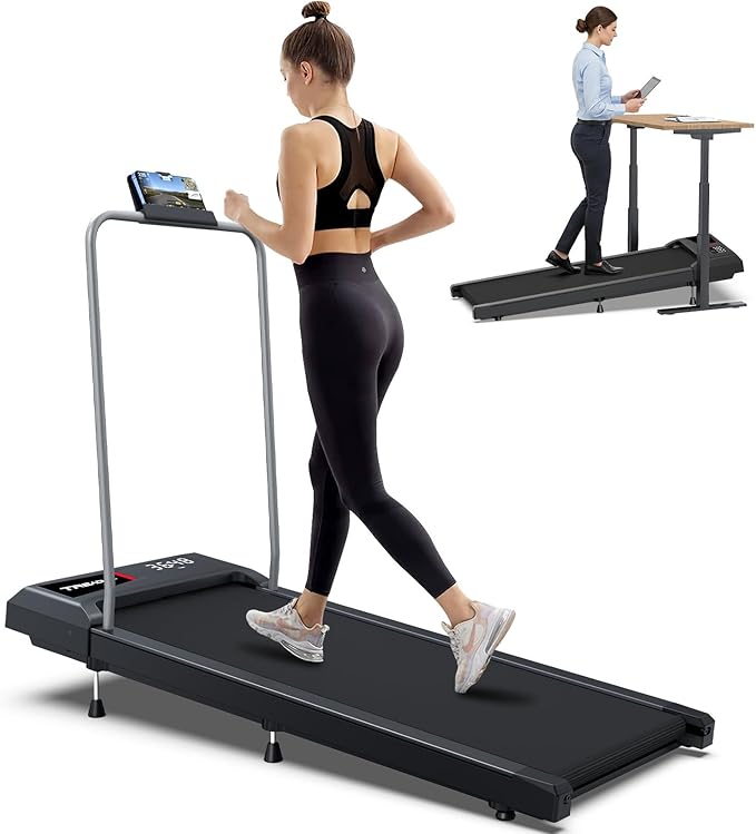 WELLFIT Auto Incline Folding Treadmill - 10% Incline Desk Walking Pad Treadmill with Handlebar, 400 lbs Heavy-Duty Capacity, Space-Saving Quiet Under-Desk Design for Home Office, Seniors & Fitness