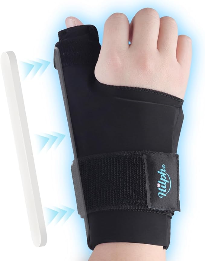 Hilph Thumb Wrist Ice Pack Wrap for Carpal Tunnel & Tenosynovitis with Thumb Splint Support, Soft Gel Wrist Ice Sleeve for Hand Hot Cold Therapy, Arthritis, Tendonitis, Mommy Wrist, Sports Injuries