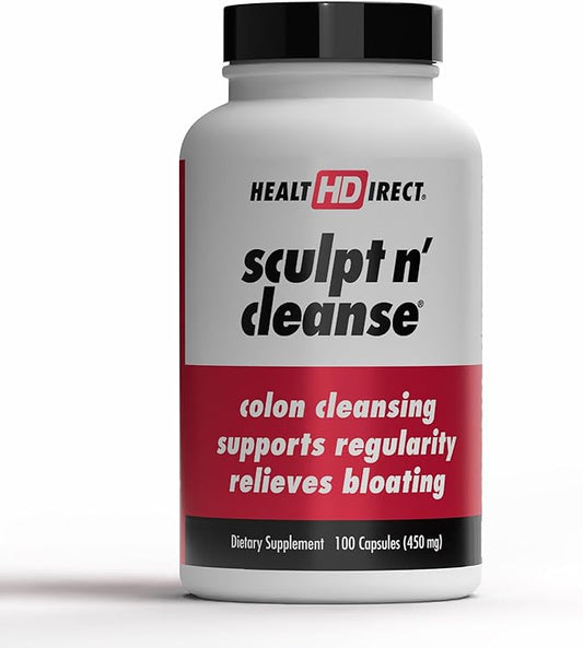 HEALTH DIRECT Sculpt n' Cleanse - Herbal Colon Cleanse for Digestive Health & Regularity - Natural Detox & Gut Flush Supplement - 100 Veggie Capsules