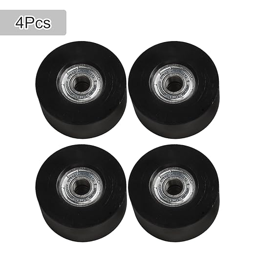 4 Pieces Fitness Trolley Seat Rail Rollers for Water Resistance Rowing Machine, Nylon Steel Cushion Moving Wheel, Row Machines Part Replacement for Home Gym Fitness Equipment