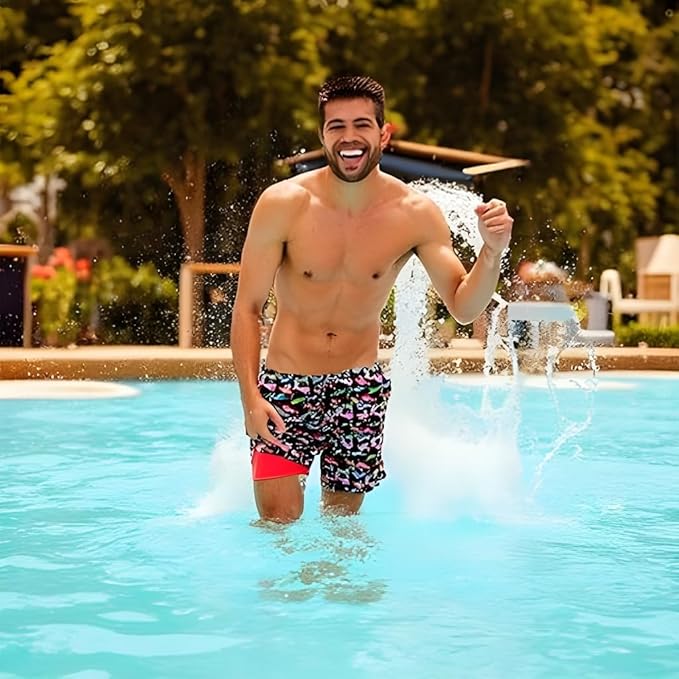 INGEAR Men's Athletic Stretch Workout Shorts Gym Quick Dry Running Trunks Boxer Lining