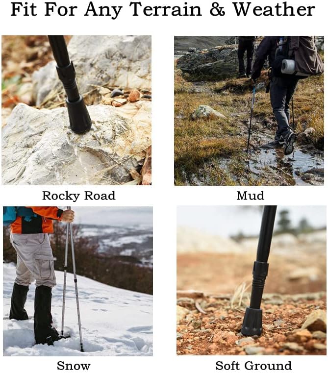 6pcs Walking Stick Tips, Replacement Rubber Tips for Walking Sticks, Trekking Pole Tips Baskets Hiking Pole Tips Feet Shock Absorption Rubber Cane Tips 11mm Diameter Survival Hiking Stick Accessories