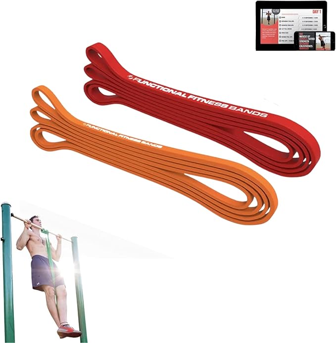 Pull Up Assist Bands Set by Functional Fitness. Heavy Duty Resistance and Assistance Training Band
