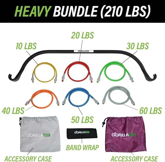 Lite Gorilla Bow Portable Home Gym Resistance Bands and Bar System for Travel, Fitness, Weightlifting and Exercise Kit, Full Body Workout Equipment Set