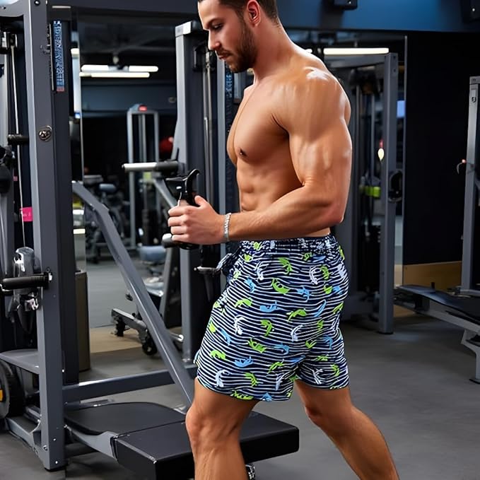 INGEAR Men's Athletic Stretch Workout Shorts Gym Quick Dry Running Trunks Boxer Lining