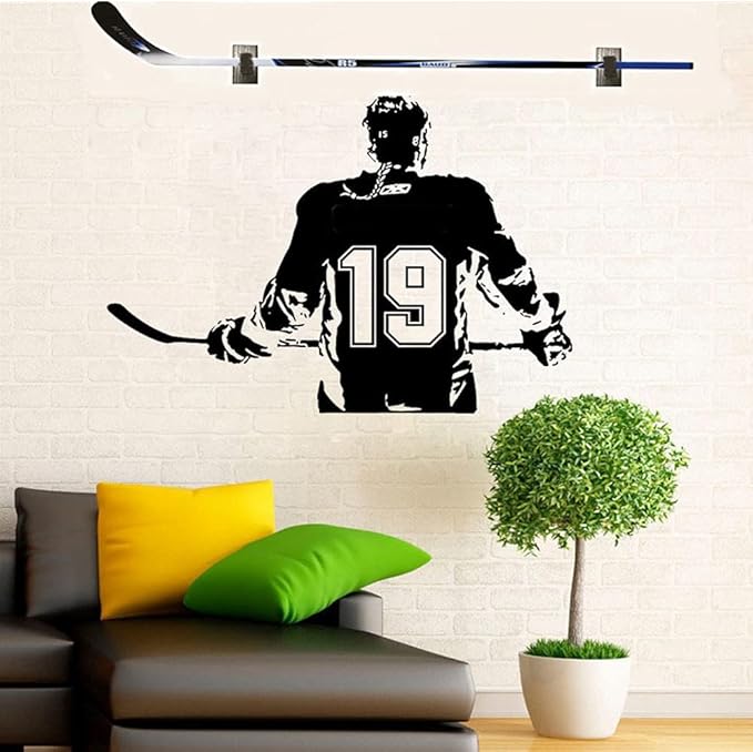 2Pieces Hockey Stick Display Wall Mount - Horizontal Wood Hanger Rack - Bracket