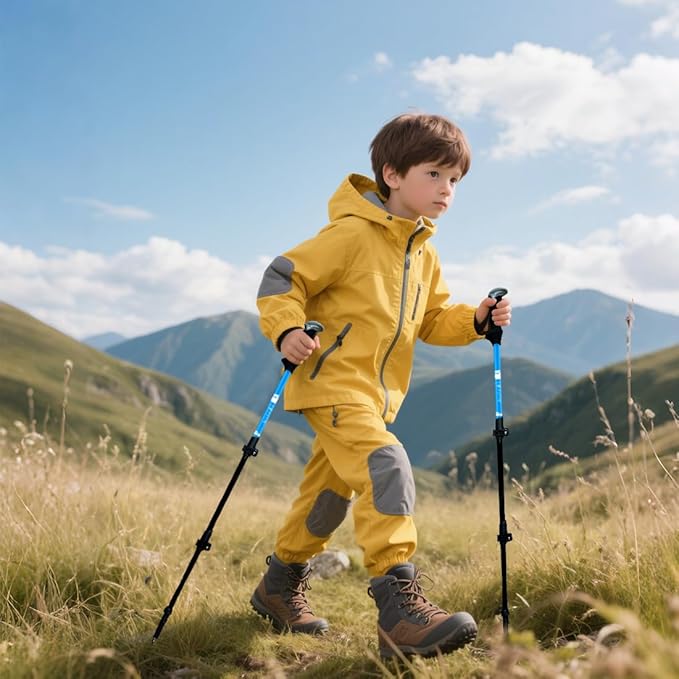 Hiking Trekking Poles, 2 Pack Anti Shock, Adjustable, Collapsible Hiking Poles for Trekking or Walking, Lightweight Aluminum Sticks for Children