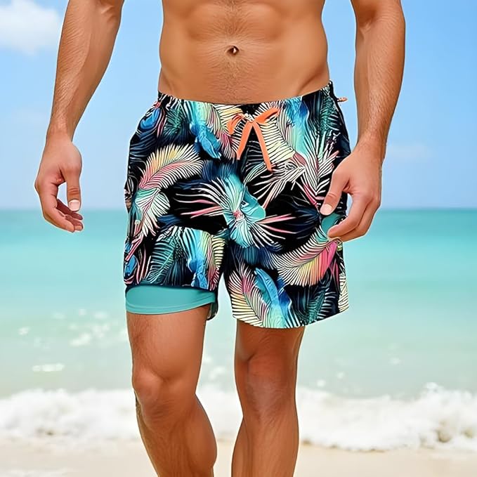 INGEAR Men's Athletic Stretch Workout Shorts Gym Quick Dry Running Trunks Boxer Lining