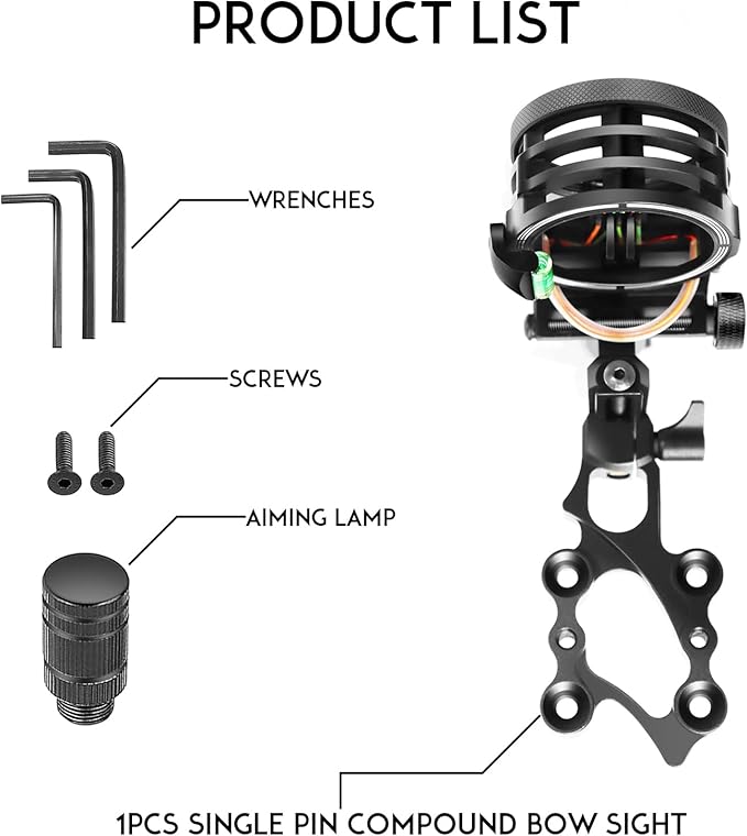 5-Pin Archery Bow Sight, Outdoor Archery Equipment, Tool-Less Micro-Click Adjustments Use with Left and Right-Hand Bows