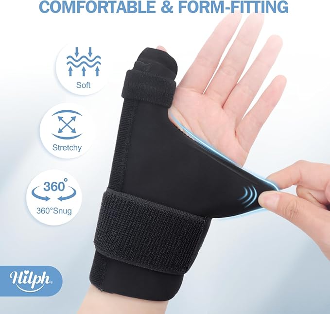 Hilph 1 Pair Upgraded Thumb Wrist Ice Pack Wrap with Removable Thumb Splint Support for Carpal Tunnel & Tenosynovitis, Hand Gel Ice Pack Hot Cold Compress for Arthritis, Tendonitis, Mommy Wrist