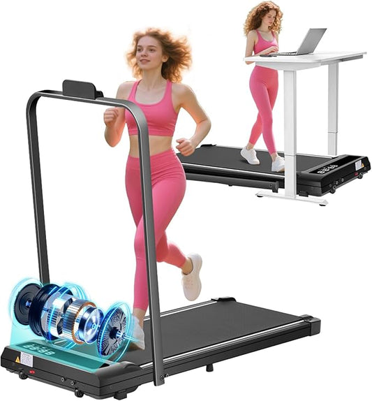 Walking Pad Treadmill with Handle Bar, 3.5HP Compact Electric Walking Pads Treadmills with Handles for Home Apartment Small, 0.6-10MPH Portable Foldable Folding Small Treadmill Home, 400LBS Capacity