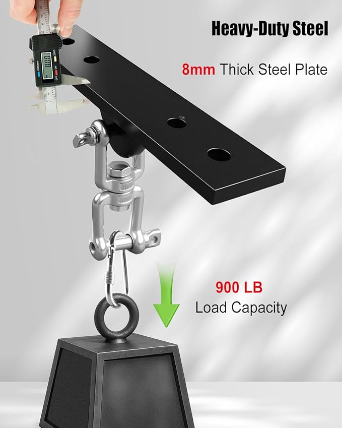 Heavy Bag Hanger, Punching Bag Stand with Locking Clip, 360° Swivel Wall Mount Ceiling Hook for Punching Bag/Aerial Yoga/Hammock/Sandbag/Swing Chair – Heavy-Duty Boxing Bag Mount (900LB Capacity)